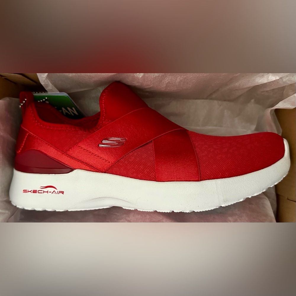 Skechers Skech-Air Red Leopard Women’s Size 6.5 Slip-On Sneakers Comfort CUTE